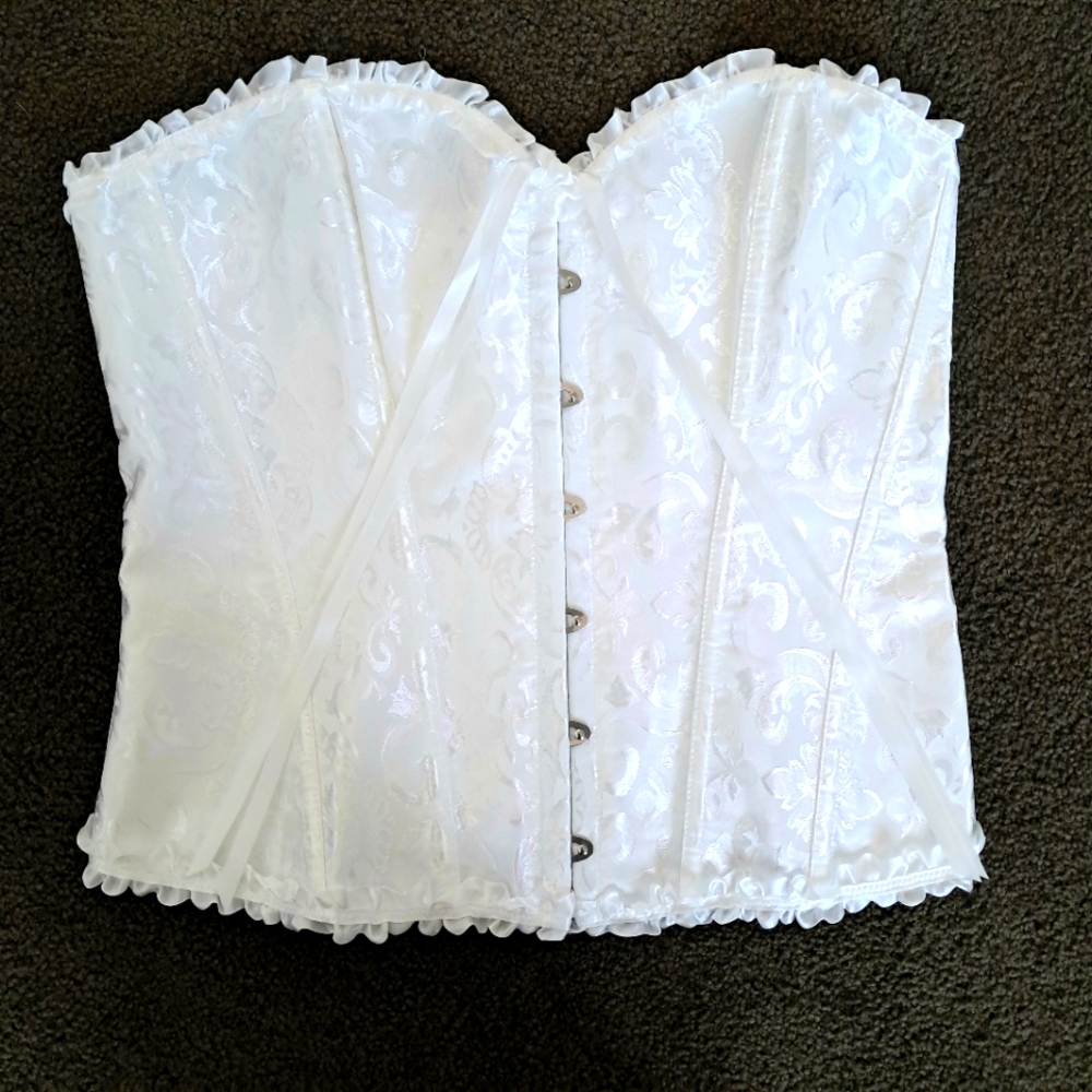 Boned Lace up Sexy Corset for Women Lingerie Top Floral Bustier Wedding Size XL